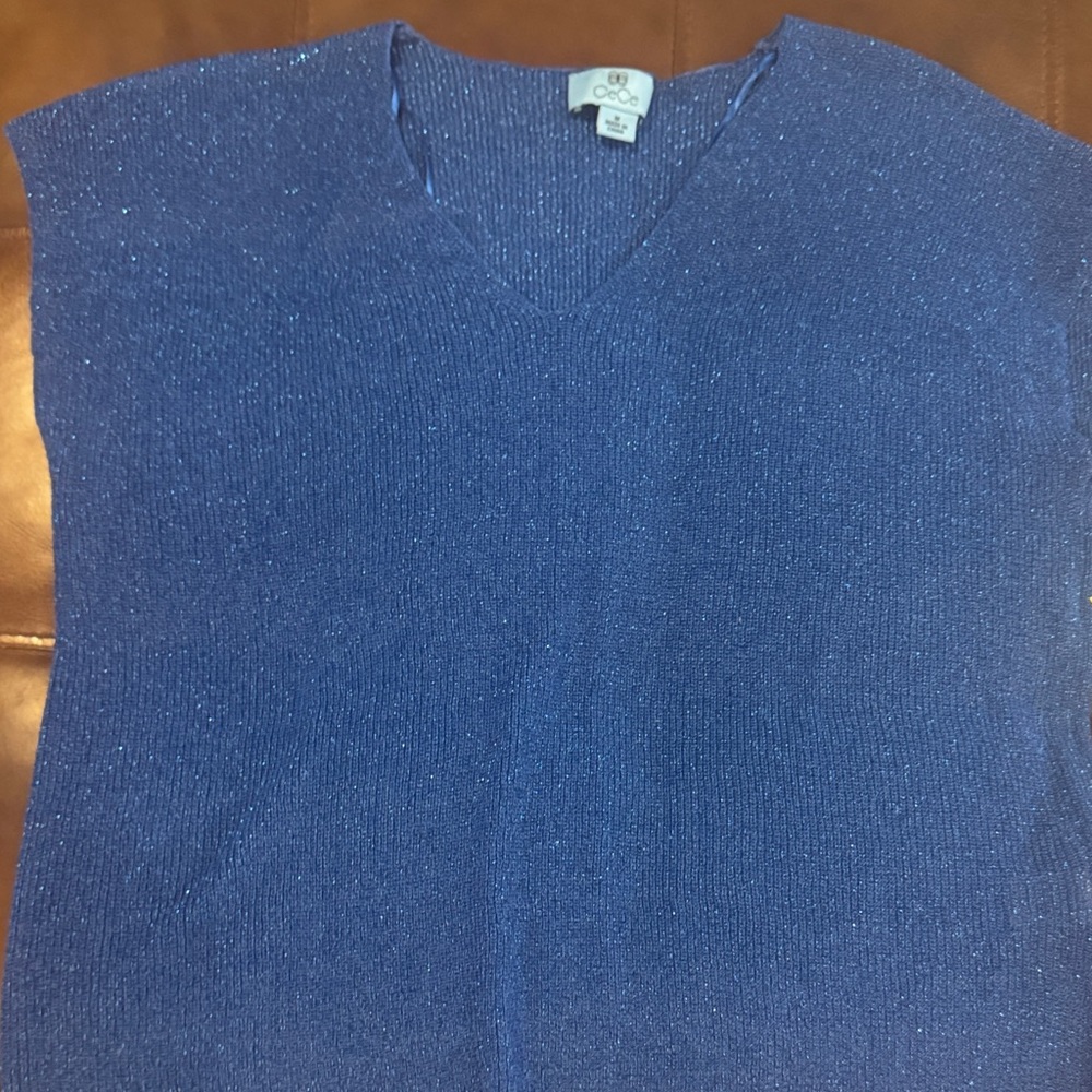 CeCe Blue Sparkle Knit Top
